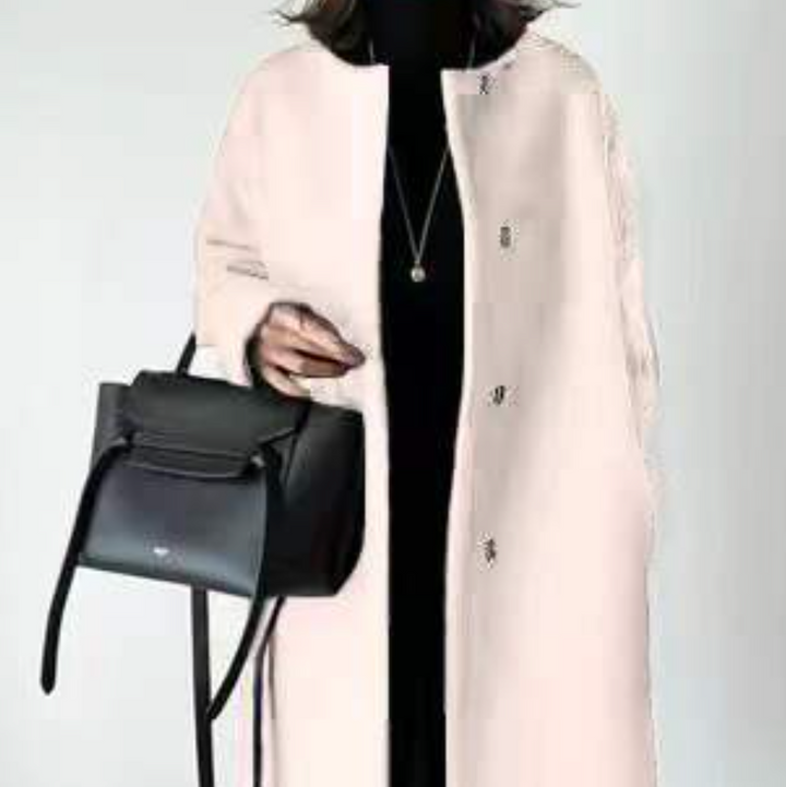 minimal wool-blend coat – IVORY BEIGE