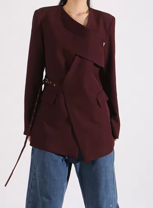 tailored wrap blazer with belted waist – AURELIA