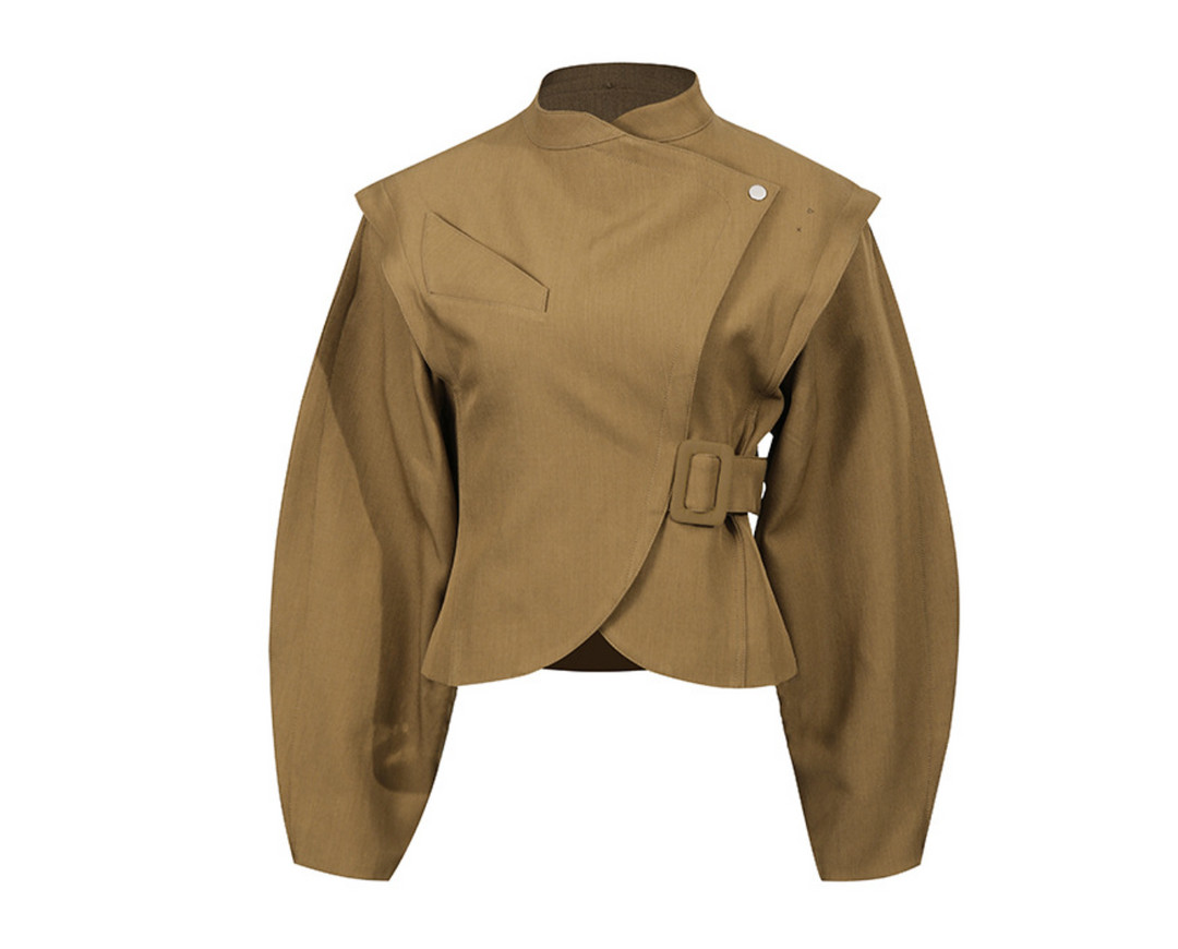 Structured asymmetric jacket with buckle detail – EDGE