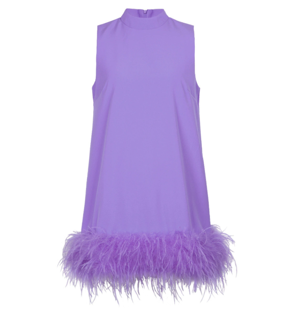 sleeveless feather-hem shift dress – FLOWLY