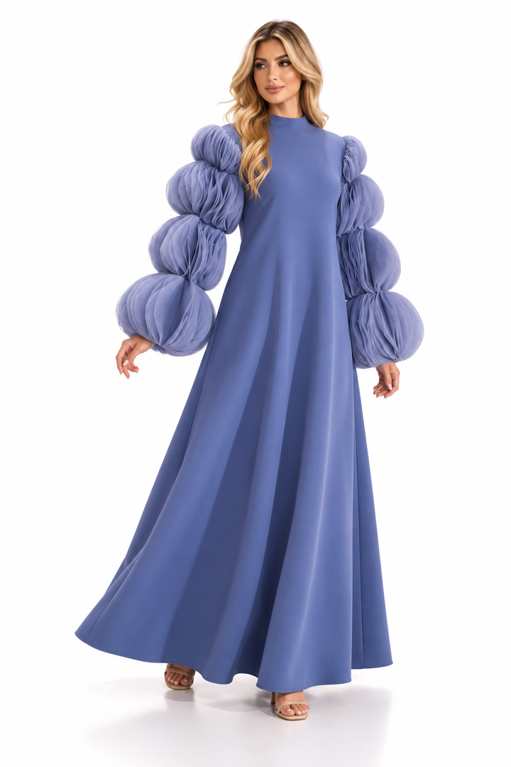 Sculpted Organza Sleeve Evening - Aurelia