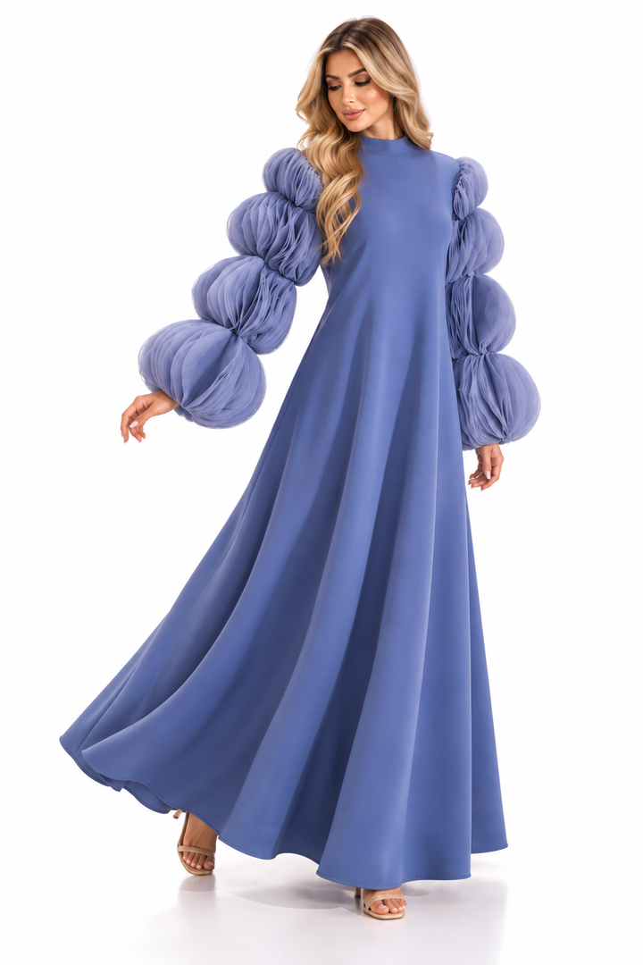 Sculpted Organza Sleeve Evening - Aurelia