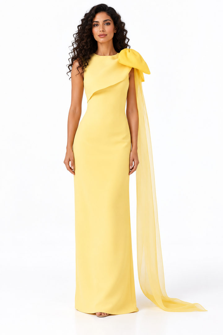 Bow Shoulder Draped Evening - Solara