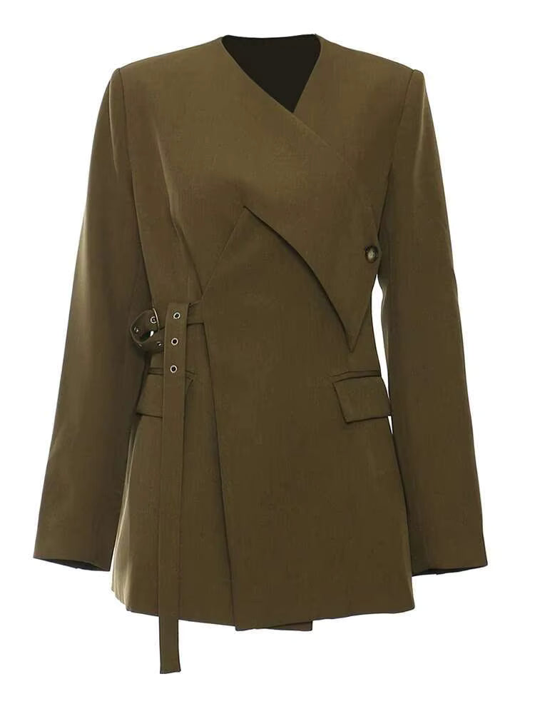 Plissiertes Oberteil mit ausgestellten Ärmeln und Maxirock-Set mit Taillengürtel – Rosiny 