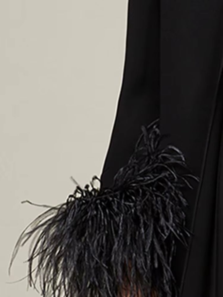 Haut à manches évasées plissées et ensemble jupe longue avec ceinture à la taille – Rosiny 