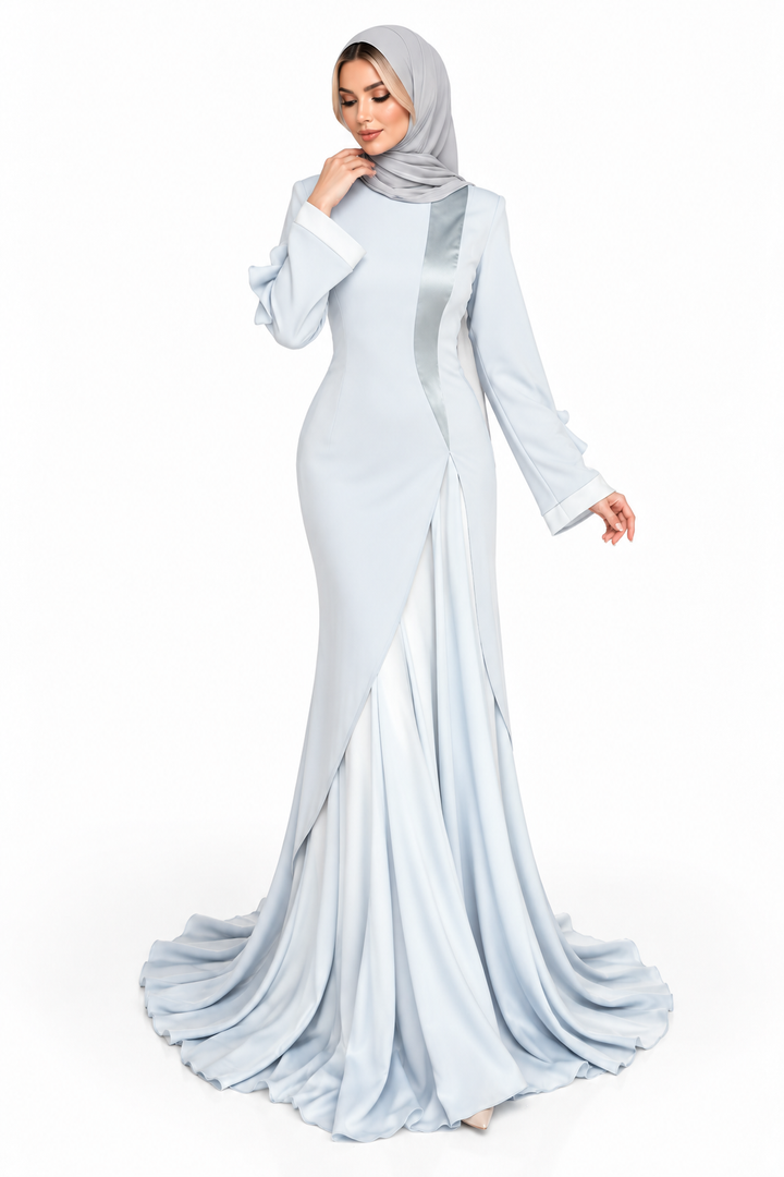 Draped Panel Gown - Silver