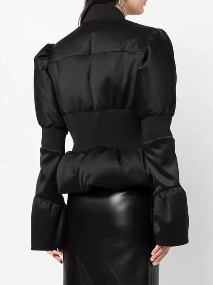 puff-sleeve cropped padded jacket with zip front – ARDENALI