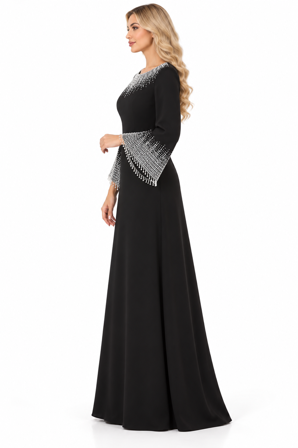 Crystal Neck Flared Sleeve - Opulence