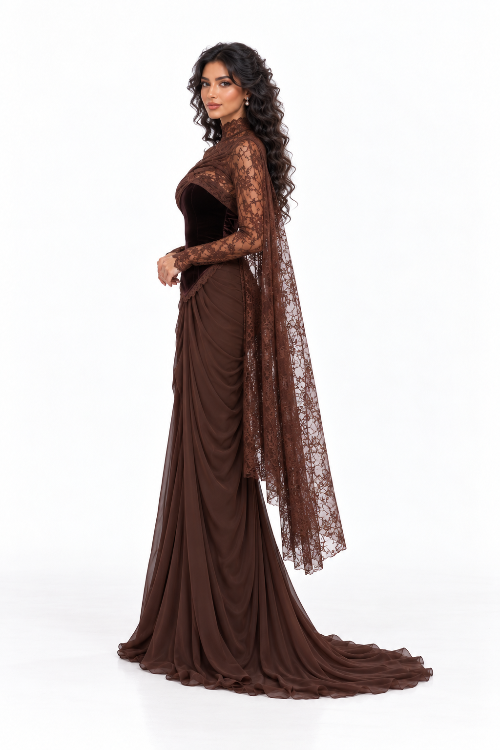 Draped Lace Cape Evening - Noctelle