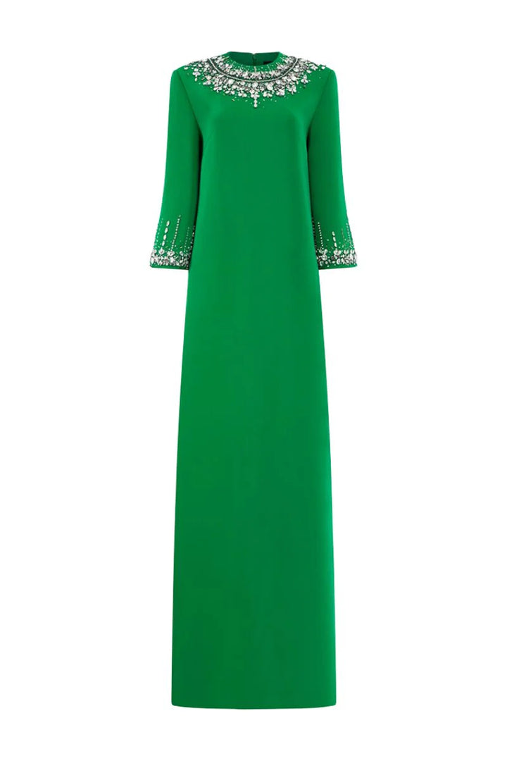 embellished high-neck gown with three-quarter sleeves – SAFIYA