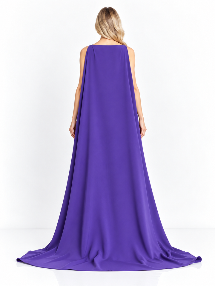 Purple Sleeveless Cape Maxi Dress - Amethyst