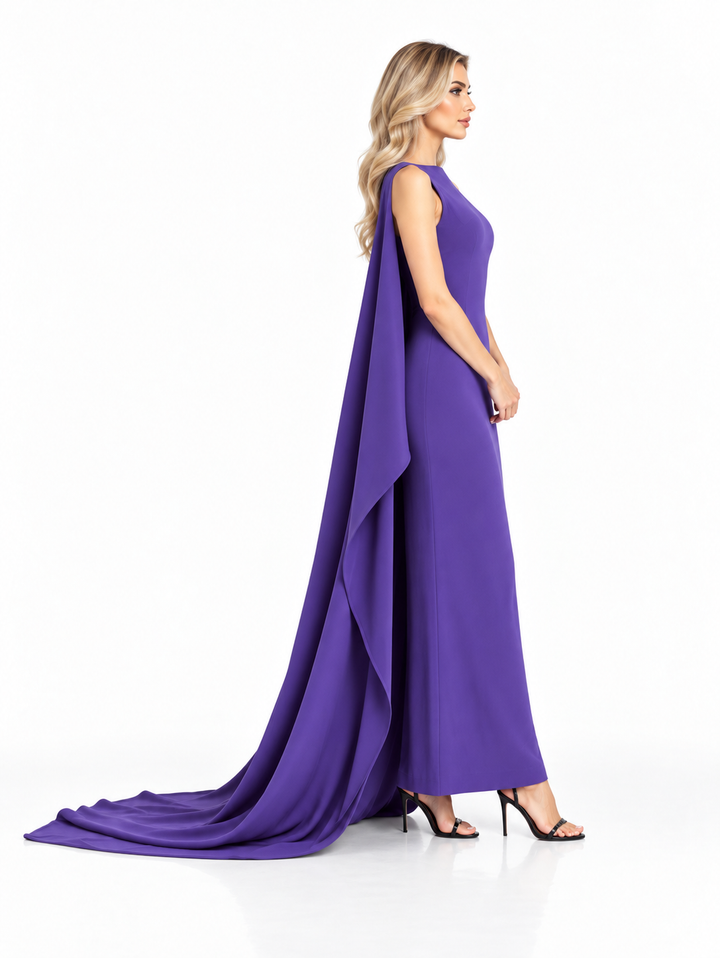 Purple Sleeveless Cape Maxi Dress - Amethyst