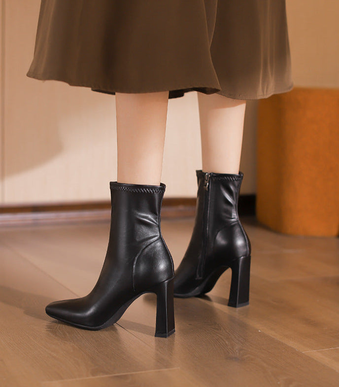 square-toe ankle boots with block heel – NORAVWU