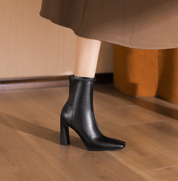 square-toe ankle boots with block heel – NORAVWU