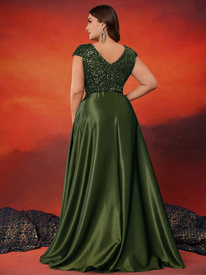 褶皱喇叭袖上衣和高腰裙套装，配腰带 – Rosiny 