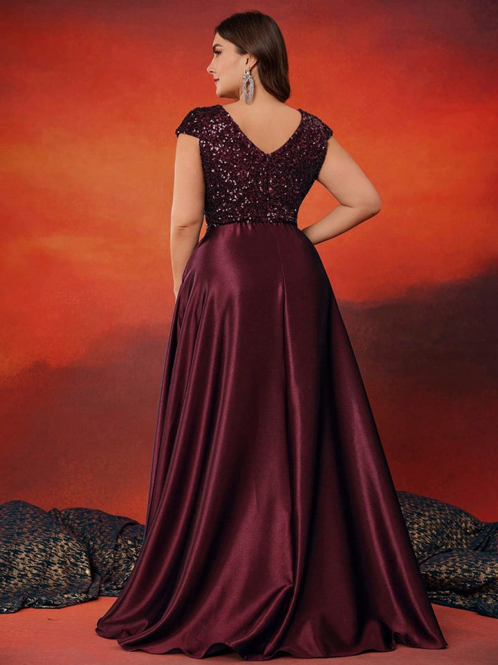 褶皱喇叭袖上衣和高腰裙套装，配腰带 – Rosiny 