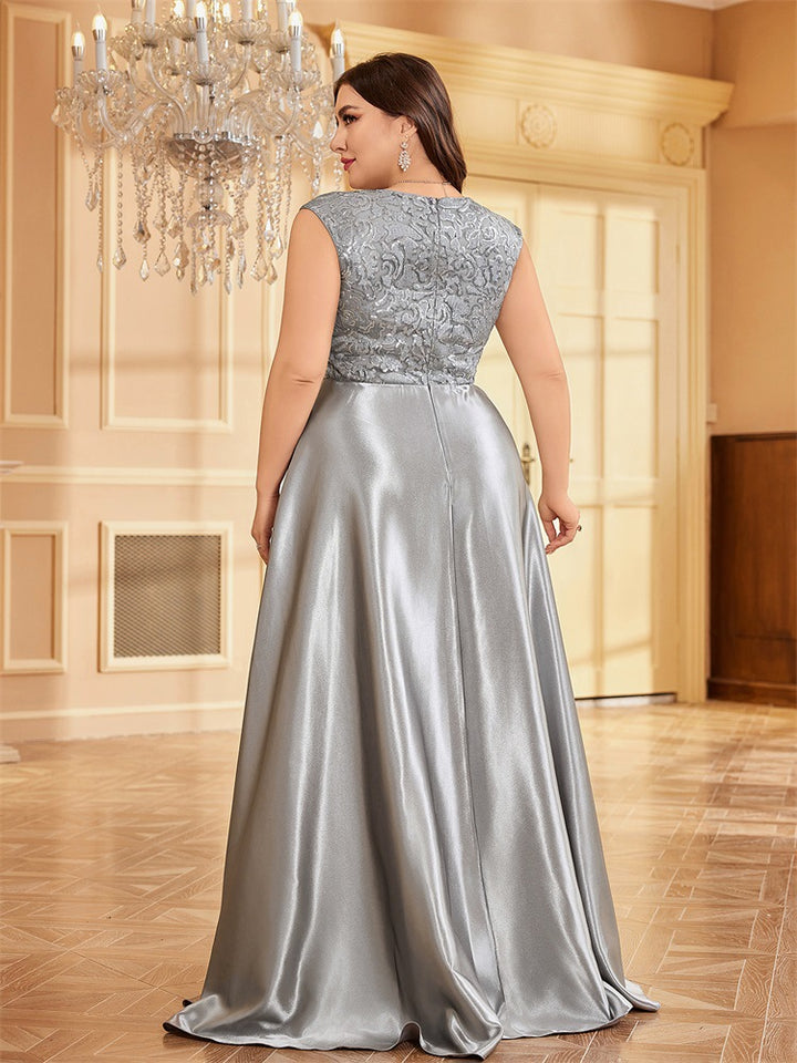 embroidered evening gown with V-neck – CELINRET