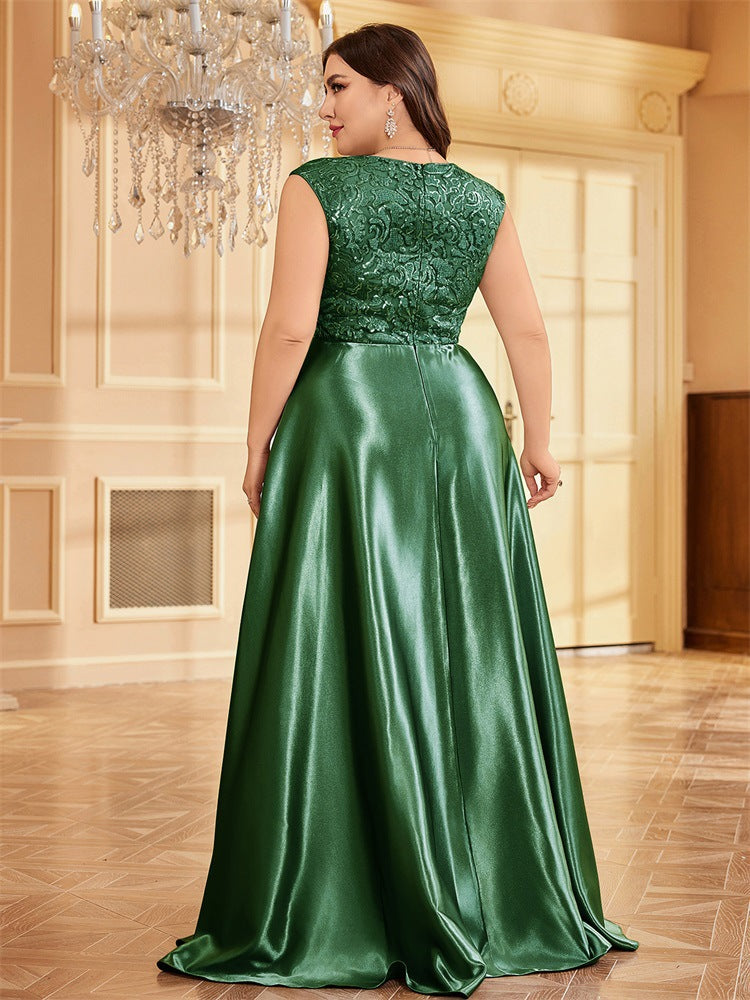 embroidered evening gown with V-neck – CELINRET