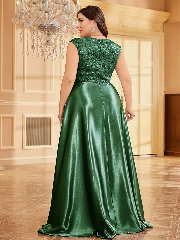 embroidered evening gown with V-neck – CELINRET