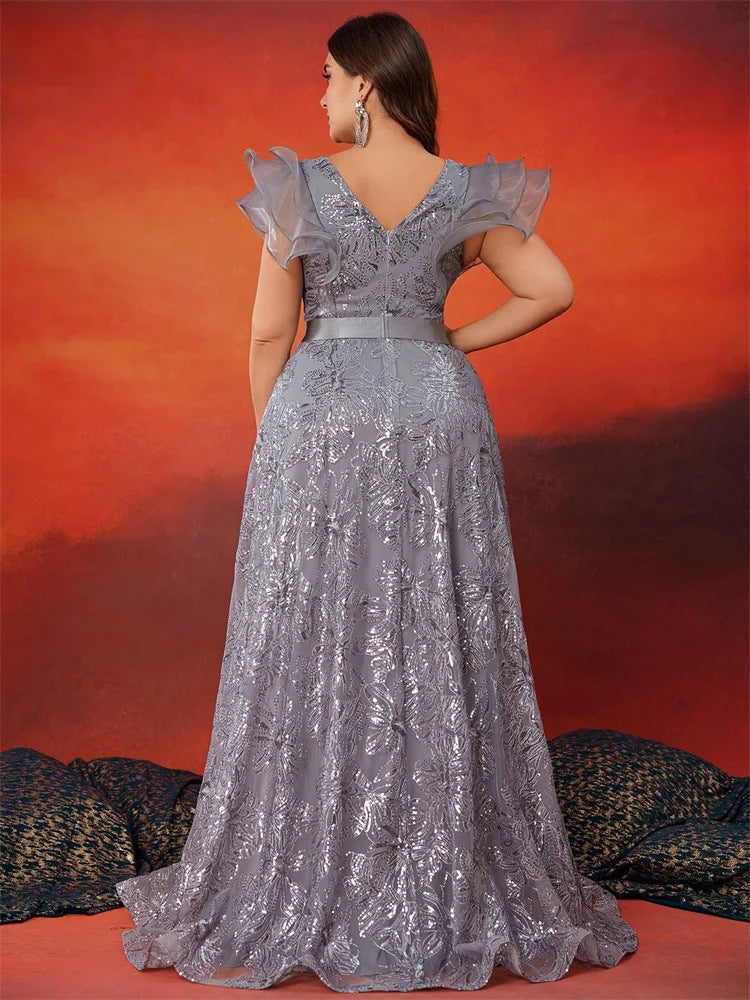 Geplooide top met uitlopende mouwen en maxi-rok set met tailleband – Rosiny 