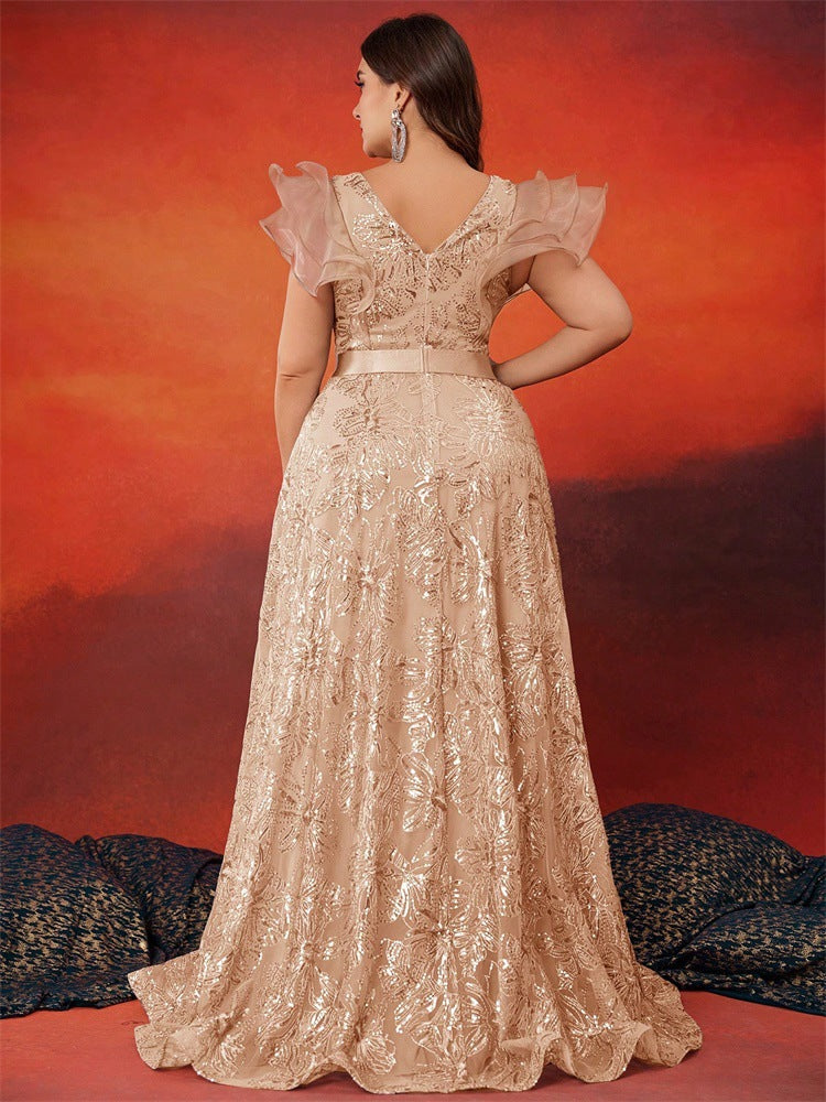 Geplooide top met uitlopende mouwen en maxi-rok set met tailleband – Rosiny 