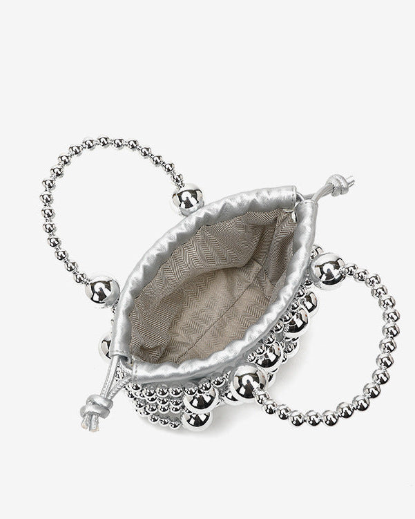 beaded mini drawstring bag with pearl handle – GEMMA