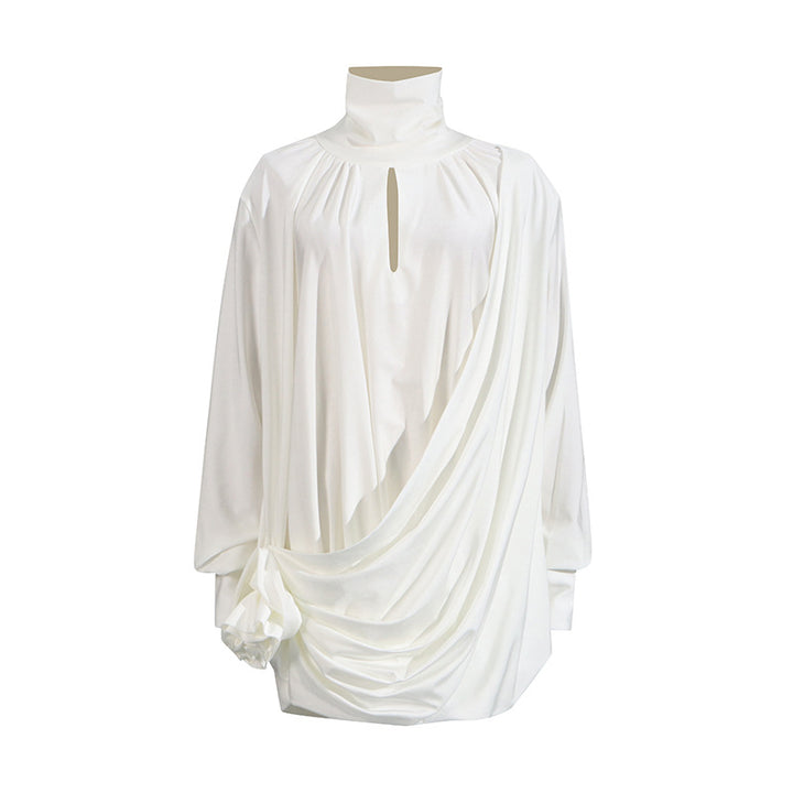 Geplooide top met uitlopende mouwen en maxi-rok set met tailleband – Rosiny 