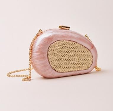 编织藤条手提包，配有双层皮革手柄 – LÉONIE 