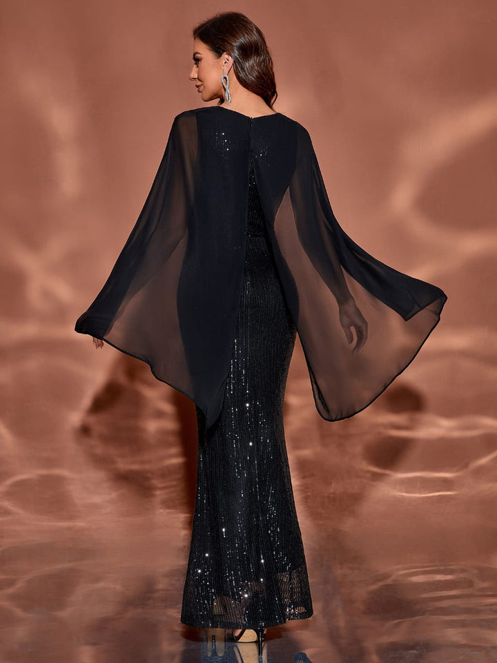 Haut à manches évasées plissées et ensemble jupe longue avec ceinture à la taille – Rosiny 