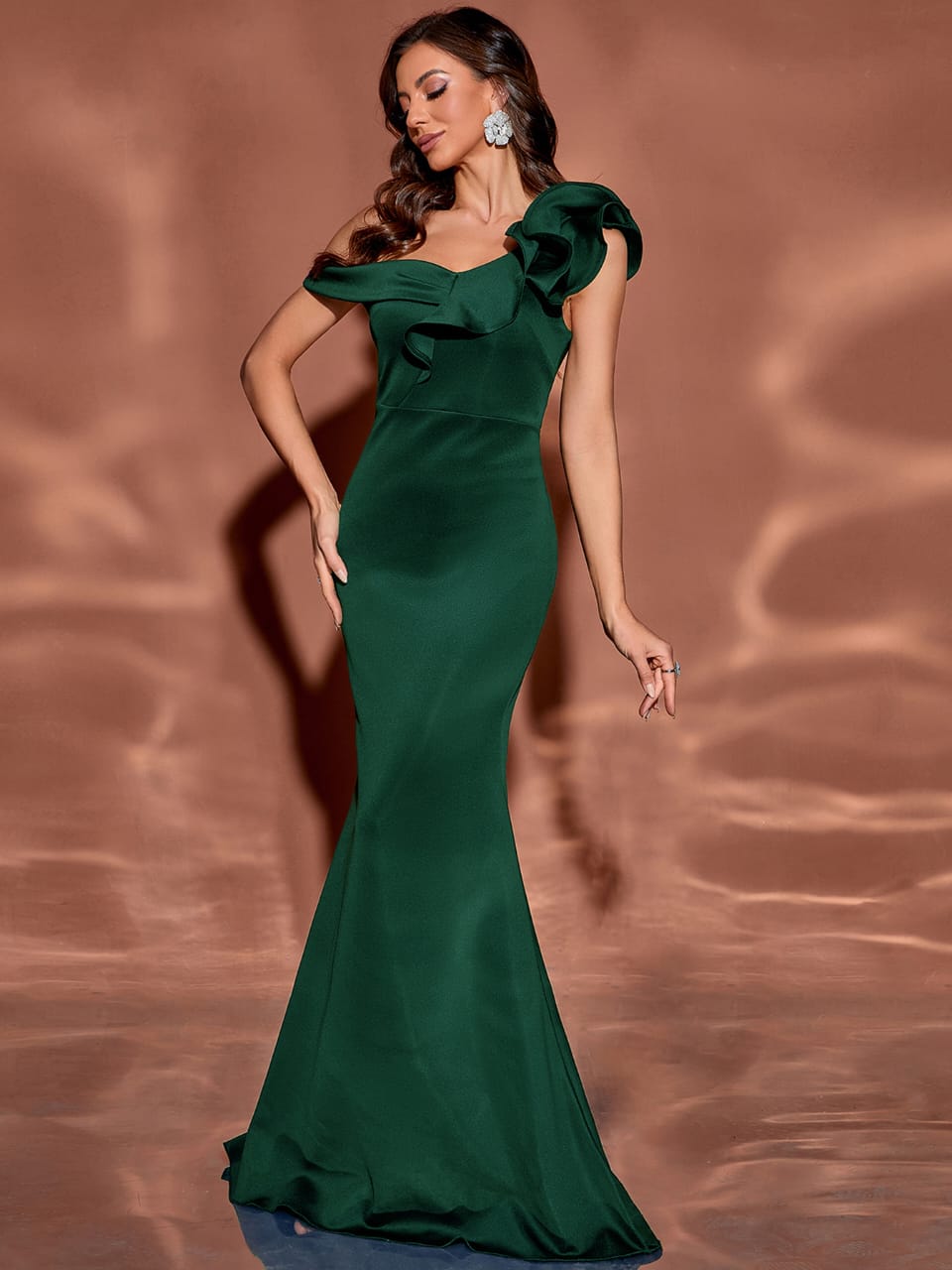 Plissiertes Oberteil mit ausgestellten Ärmeln und Maxirock-Set mit Taillengürtel – Rosiny 