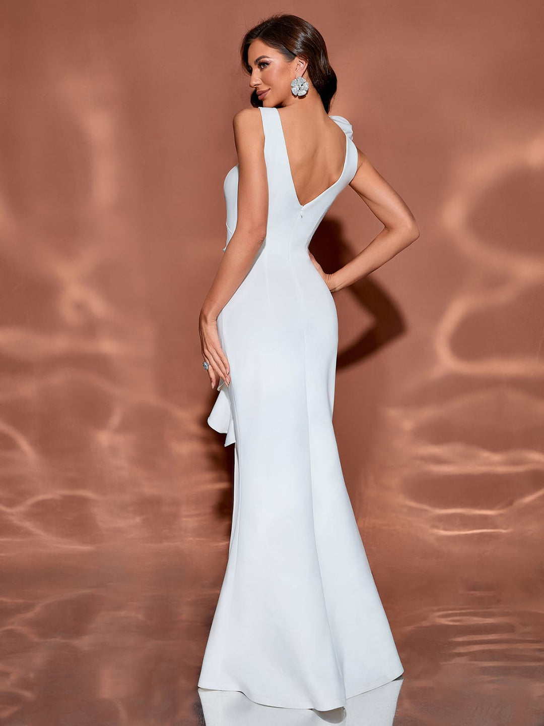 Geplooide top met uitlopende mouwen en maxi-rok set met tailleband – Rosiny 