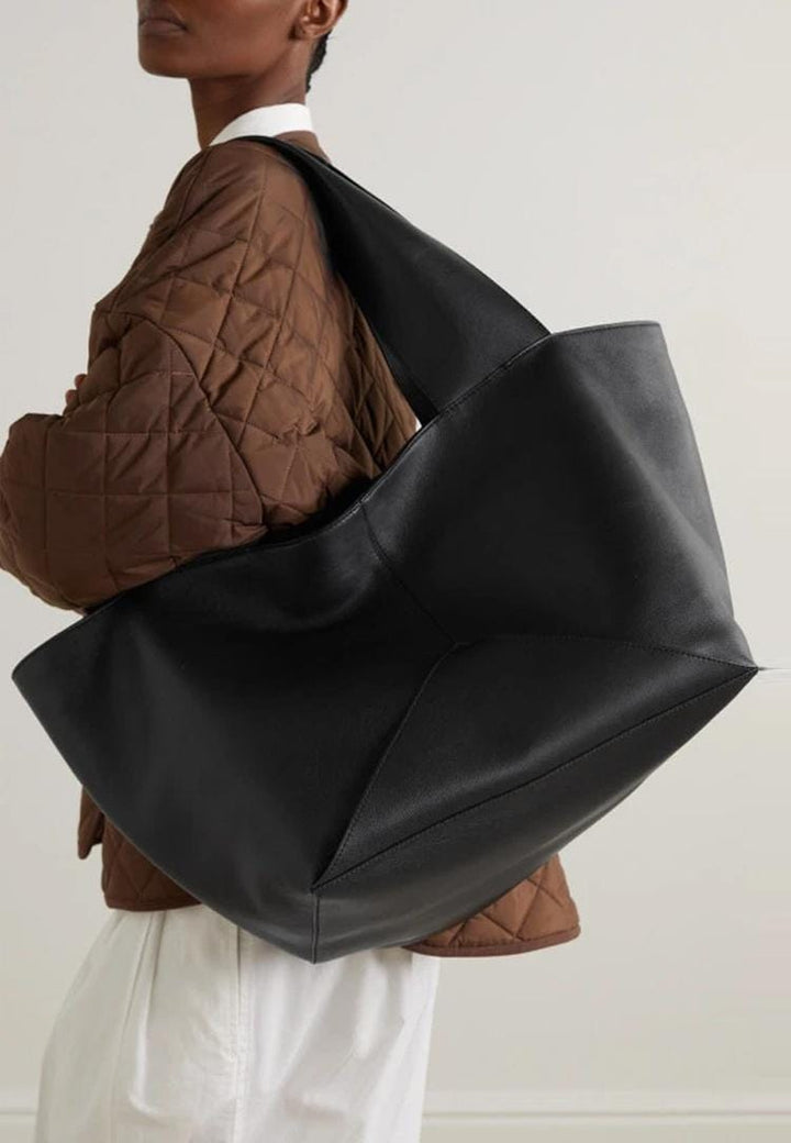 oversized geometric tote bag with sculpted handles – NOTIVA