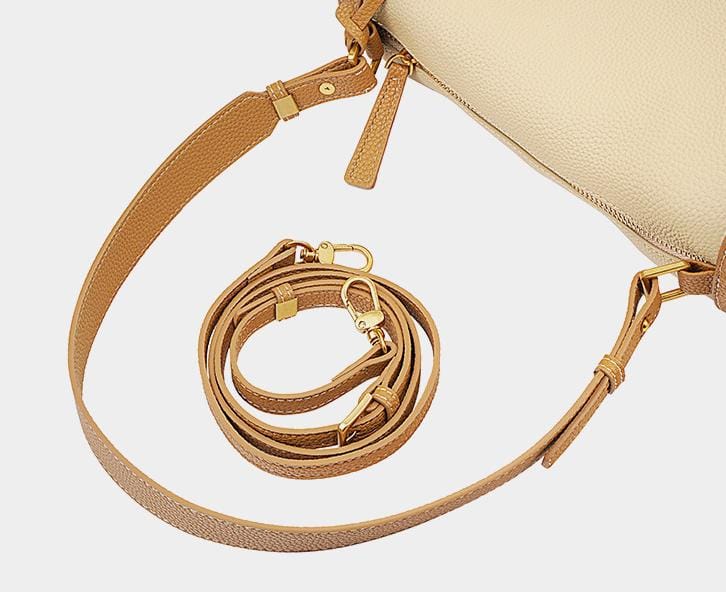 structured pebbled leather shoulder bag with gold accent – LYNRAK