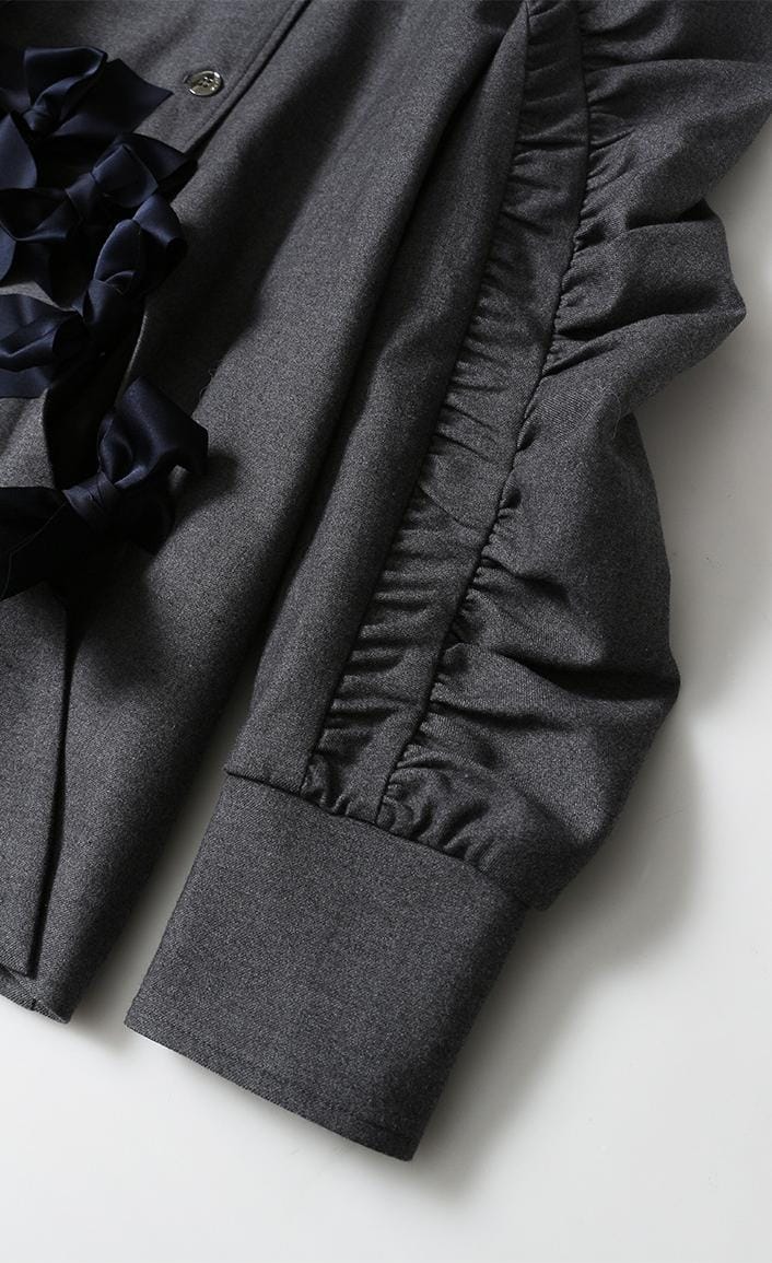 ruched long-sleeve jacket with bow detailing – BERIDE