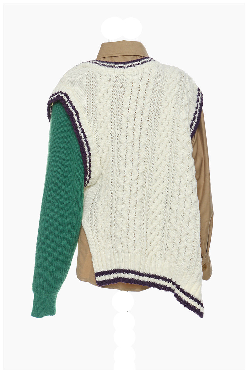 mixed-fabric asymmetric jacket with patch pocket – NIVARU