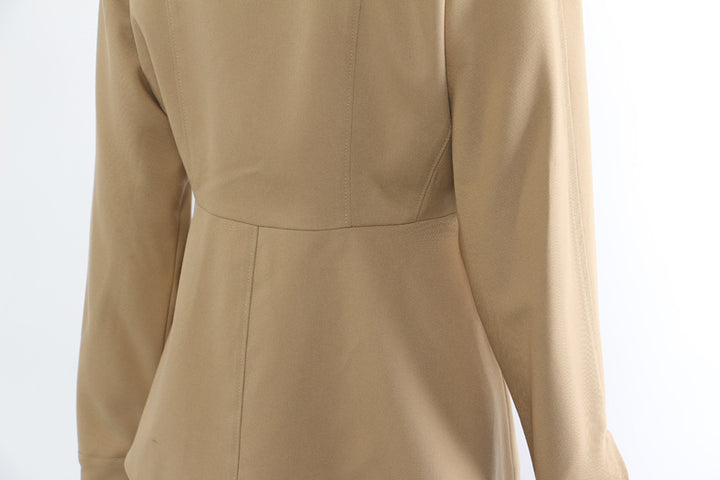 belted asymmetric jacket with high collar – BIERNA