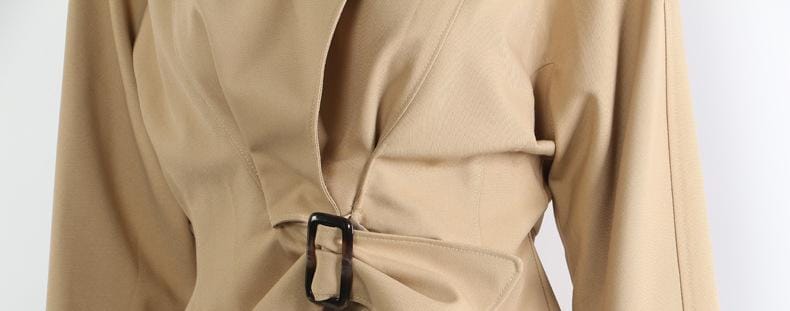 belted asymmetric jacket with high collar – BIERNA