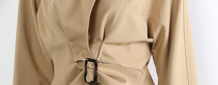 belted asymmetric jacket with high collar – BIERNA