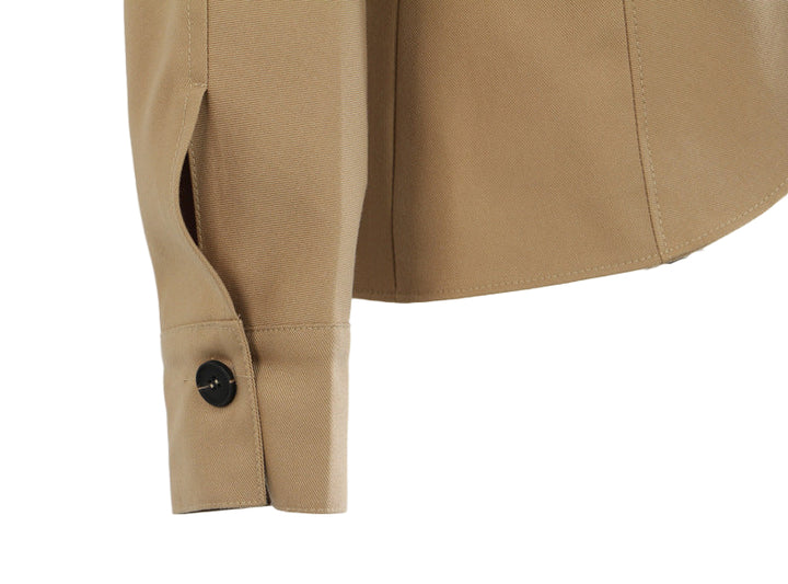 belted asymmetric jacket with high collar – BIERNA