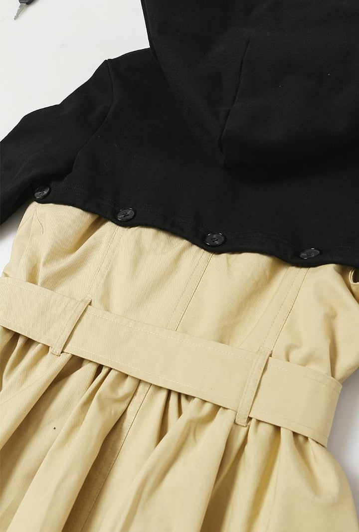 Haut à manches évasées plissées et ensemble jupe longue avec ceinture à la taille – Rosiny 