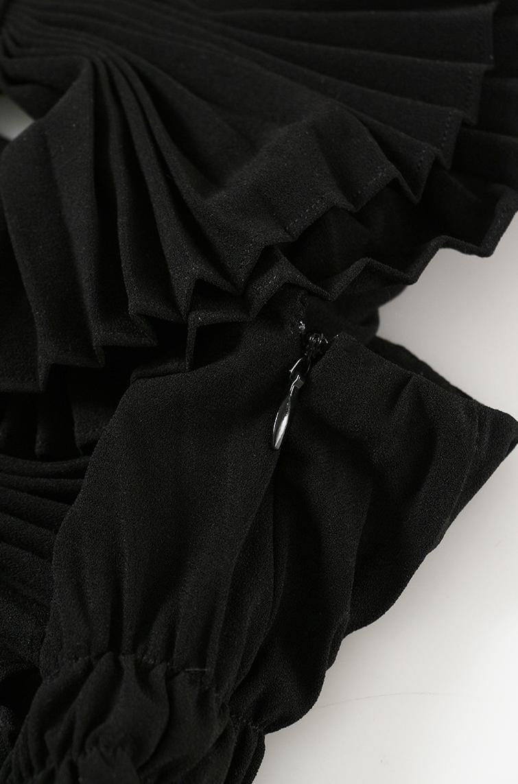 Geplooide top met uitlopende mouwen en maxi-rok set met tailleband – Rosiny 