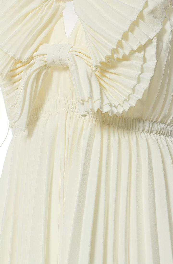 Geplooide top met uitlopende mouwen en maxi-rok set met tailleband – Rosiny 