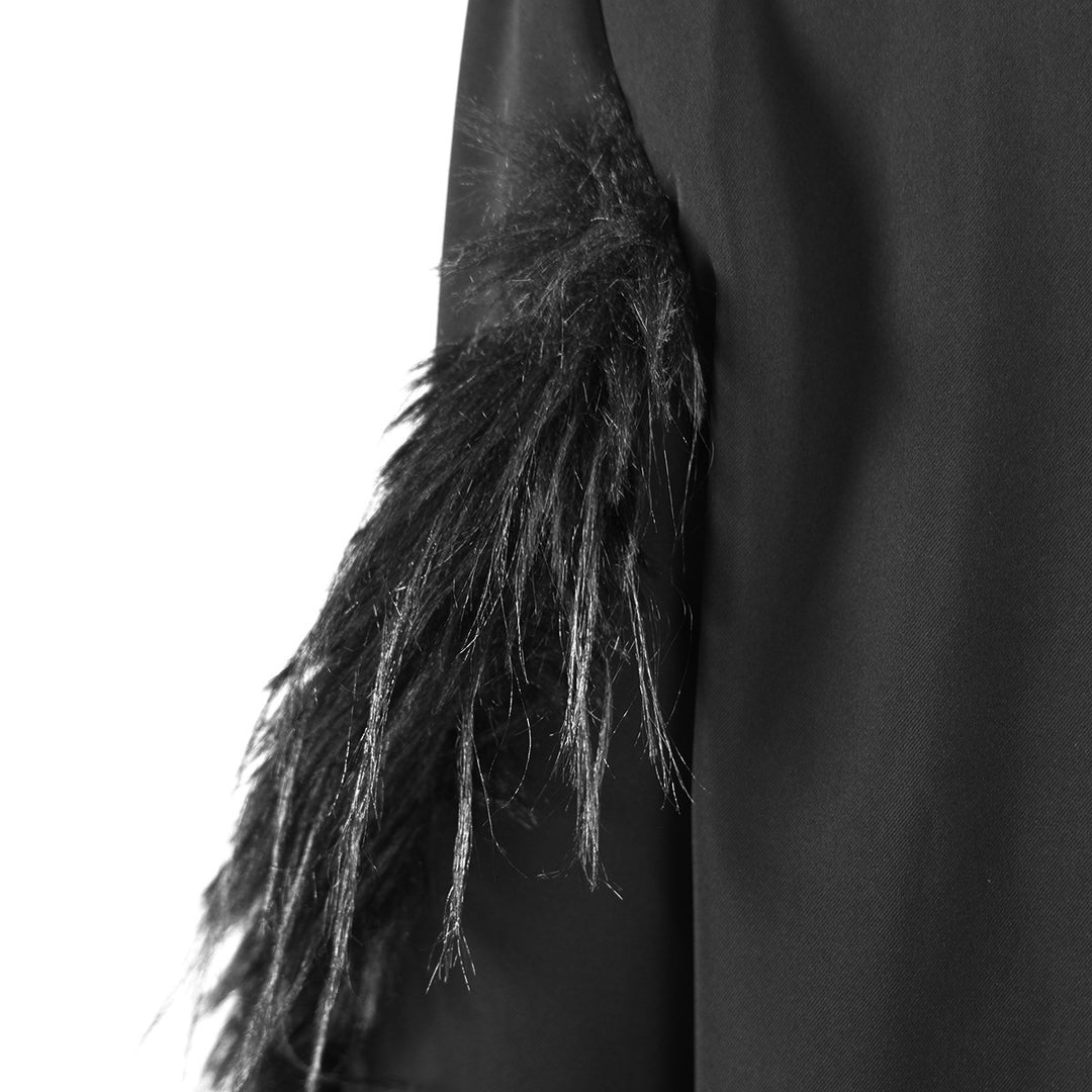 tailored blazer with feather-trimmed sleeves – ZOIRI