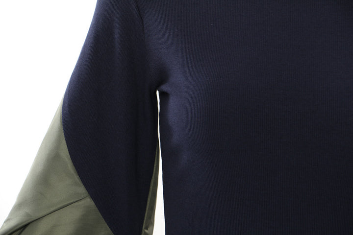 فستان ميدي بأكمام طويلة وأكمام منتفخة بلون مغاير - أليسيبرا