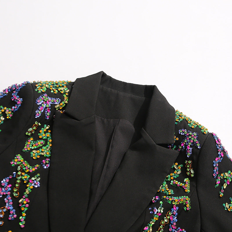 tailored blazer with multicolor crystal embroidery – VIVARA