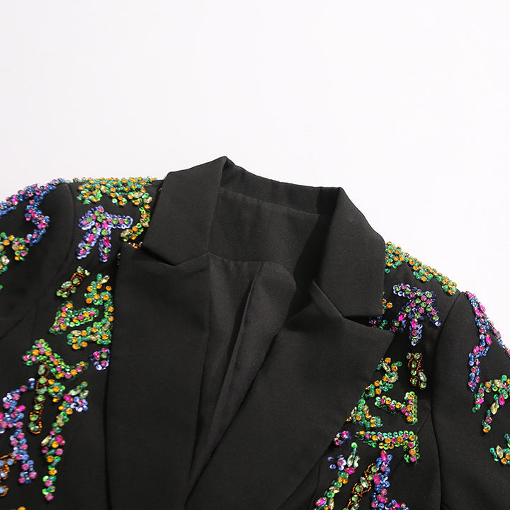 tailored blazer with multicolor crystal embroidery – VIVARA