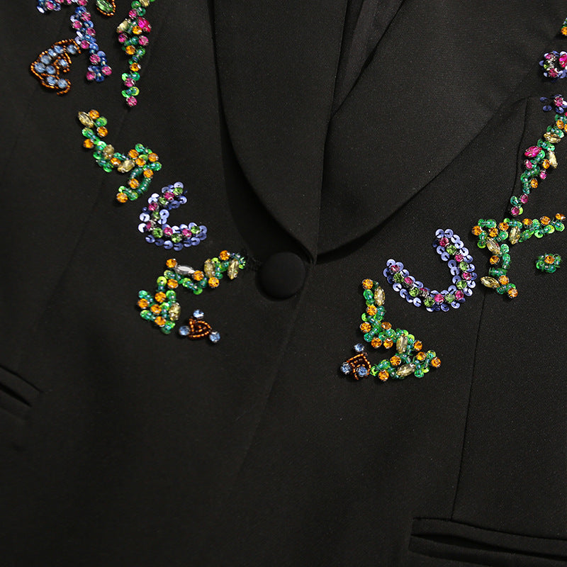 tailored blazer with multicolor crystal embroidery – VIVARA