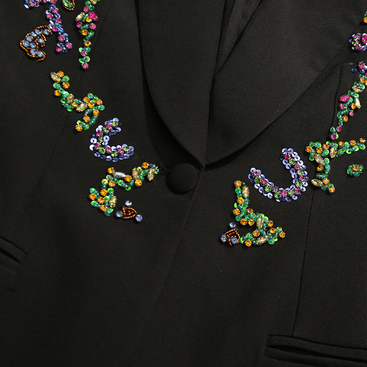 tailored blazer with multicolor crystal embroidery – VIVARA