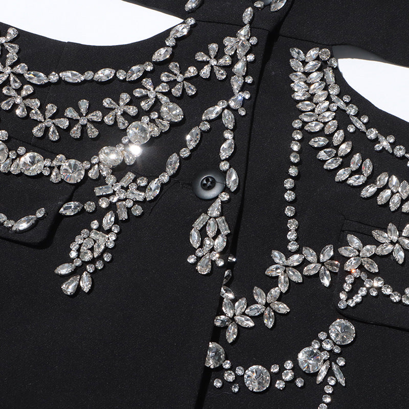 crystal-embellished cutout blazer with sculpted shoulders – AURORA