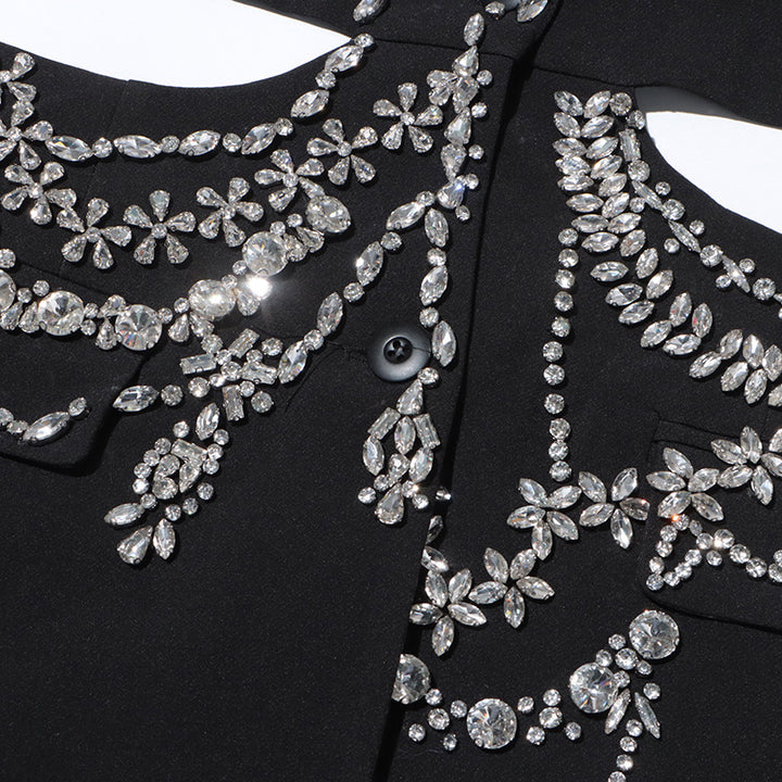 crystal-embellished cutout blazer with sculpted shoulders – AURORA